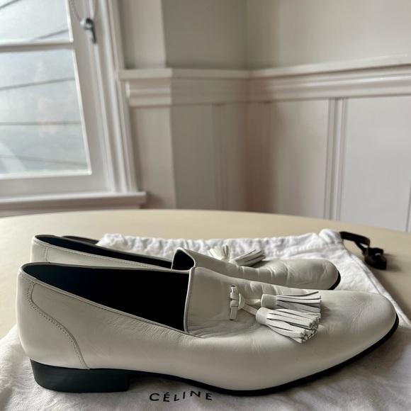 Celine white leather tassel loafers. Size 37. Used. - Picture 7 of 7